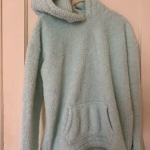 Place Cozy Fuzzy Hooded Pullover - Light Blue